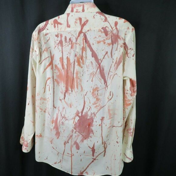 Stafford Pink Splatter Shirt Mens L 16 1/2 35 Cotton Blend LS Wrinkle Free Drip - Picture 3 of 12